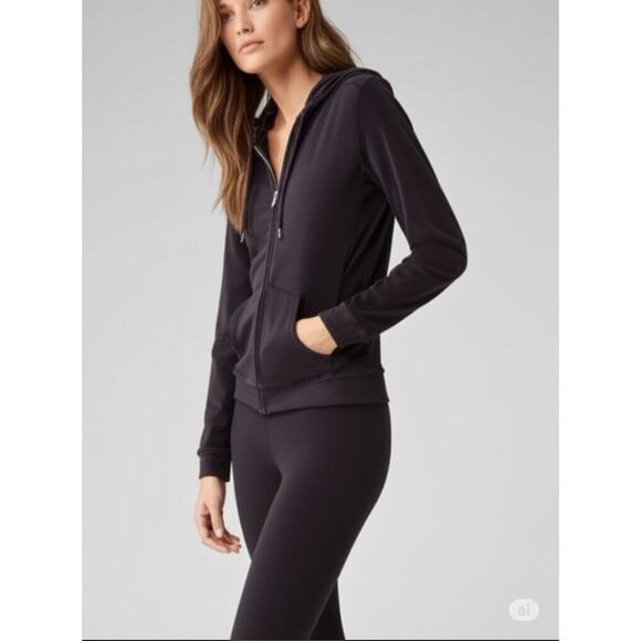 Gloria Vanderbilt Black Velour Zipper Hoodie Small NWT - Picture 1 of 7